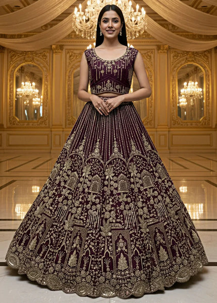 Purple Embroidered Lehenga Choli