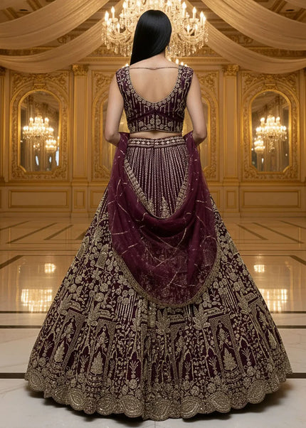 Purple Embroidered Lehenga Choli