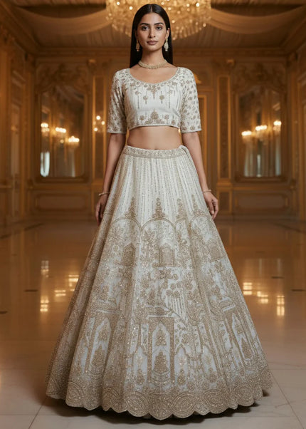 Offwhite Embroidered Lehenga Choli