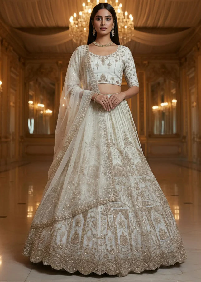Offwhite Embroidered Lehenga Choli