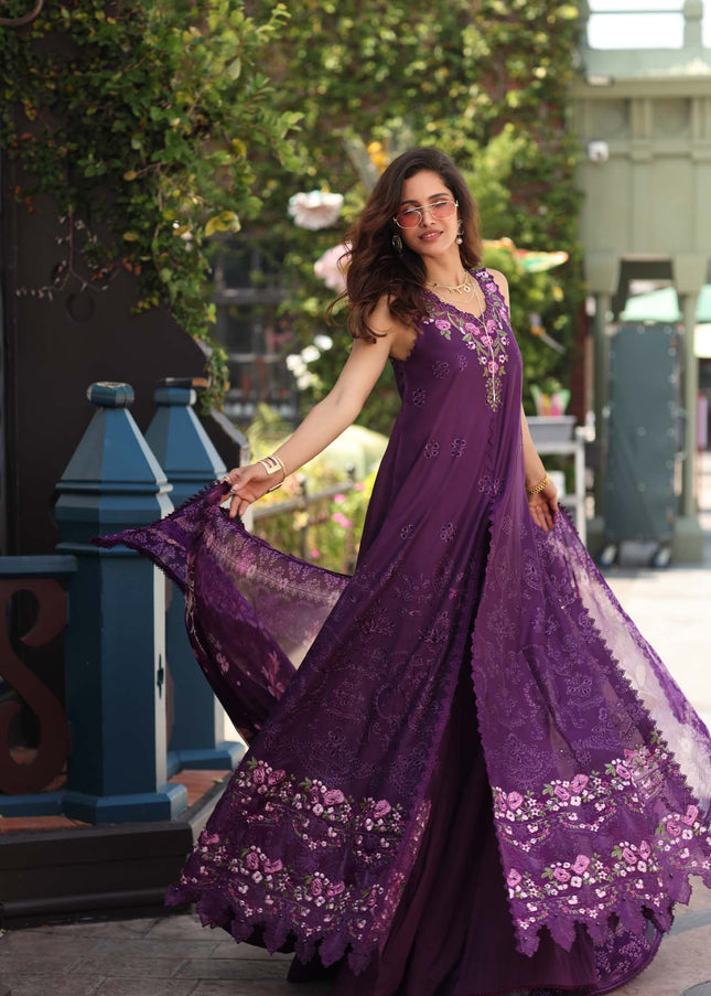 Noor By Saadia Asad | Noor Luxe Chikankari '26 - Aubergine Bloom