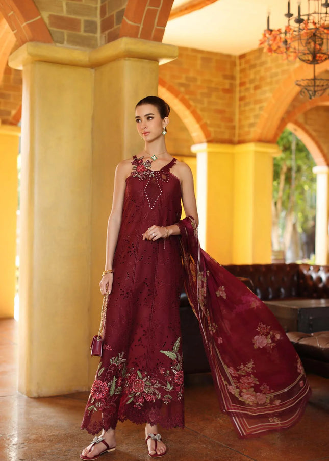 Noor By Saadia Asad | Noor Luxury Eid Schiffli Laserkari '26 - Roselle