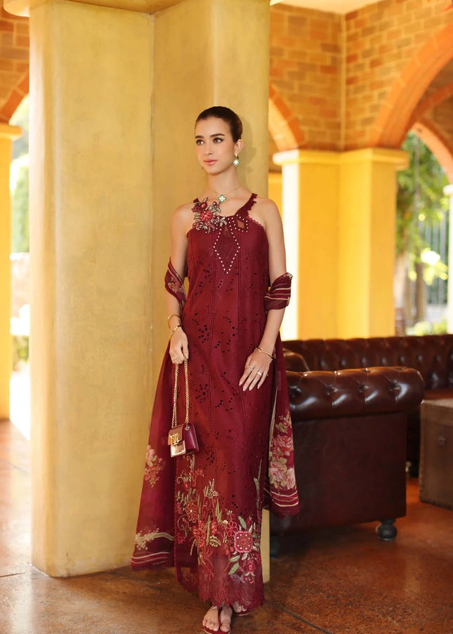 Noor By Saadia Asad | Noor Luxury Eid Schiffli Laserkari '26 - Roselle