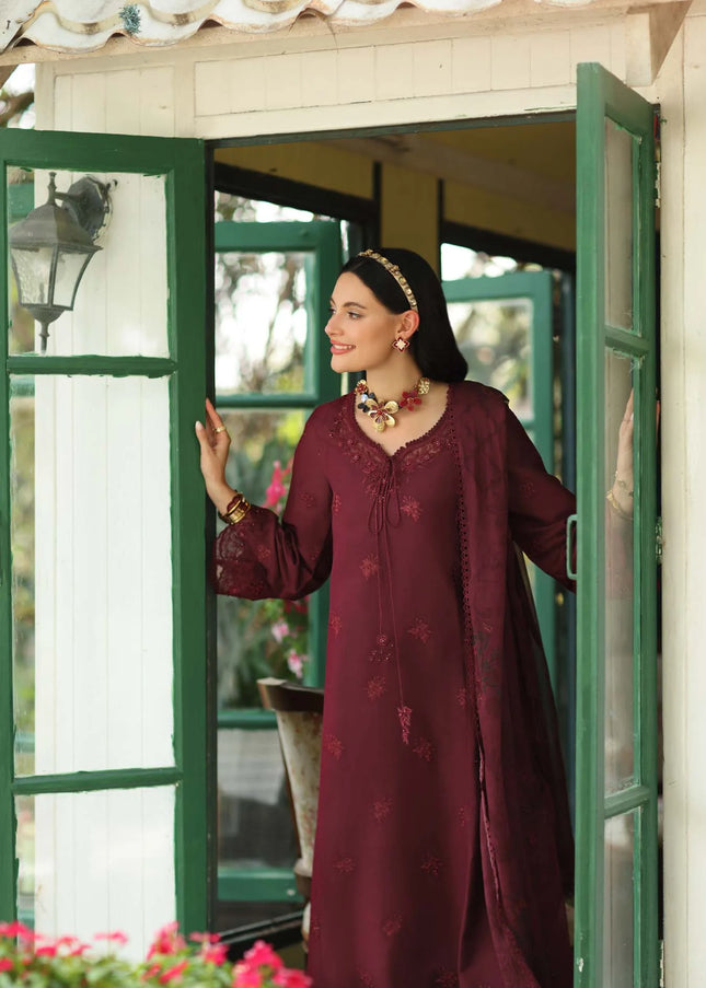 Noor By Saadia Asad | Noor Eid Luxury  Printskhaas '26 - Burgundy