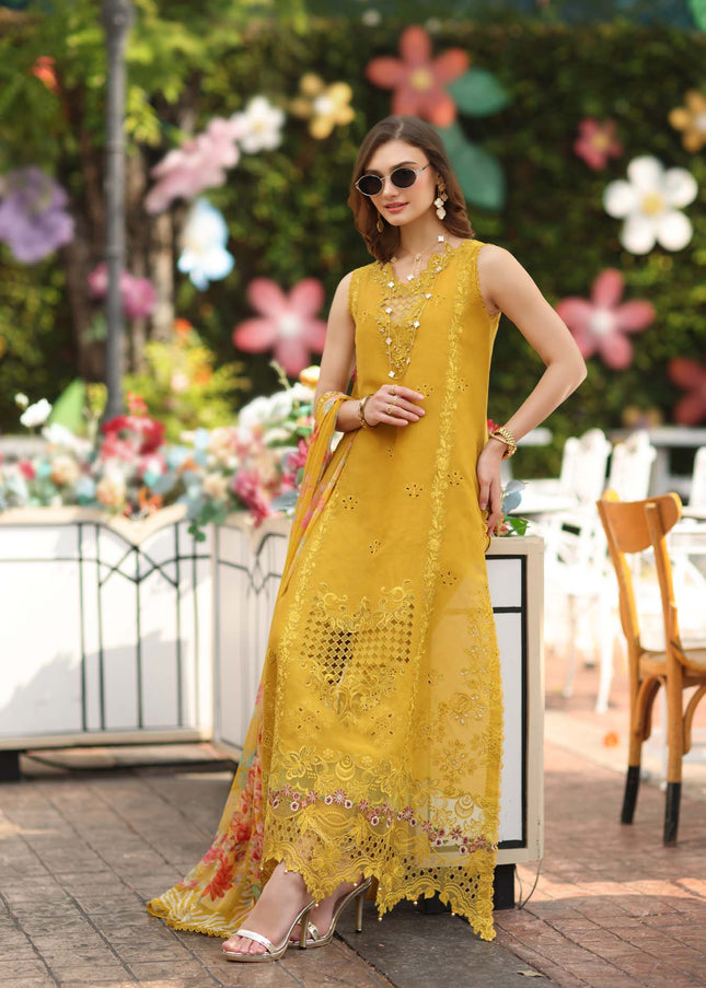 Noor By Saadia Asad | Noor Luxe Chikankari '26 - Amber Yellow