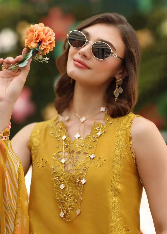 Noor By Saadia Asad | Noor Luxe Chikankari '26 - Amber Yellow