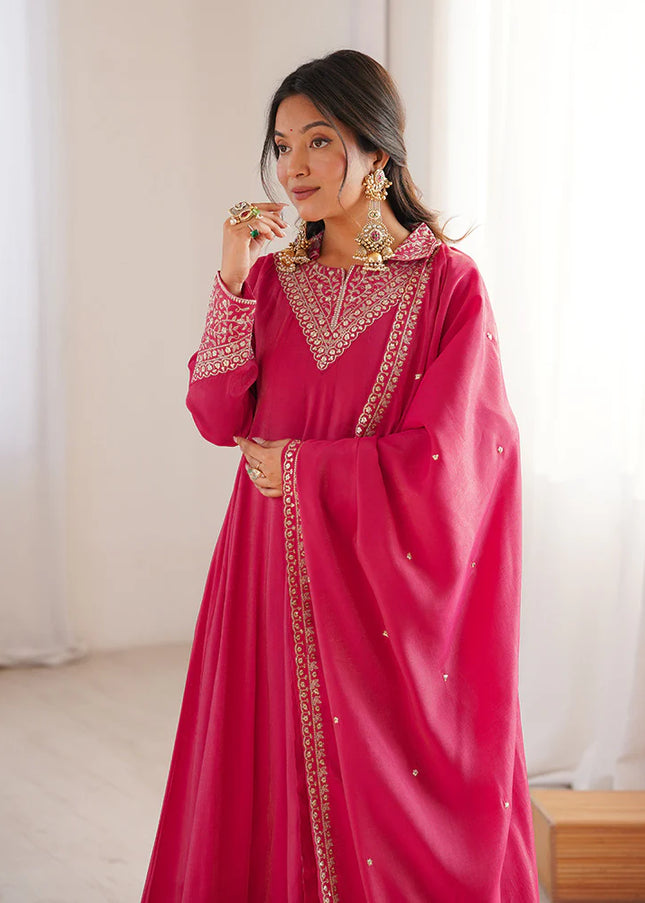 Pink Embroidered Anarkali