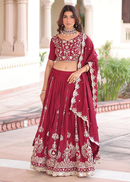 Maroon Embroidered Lehenga Choli