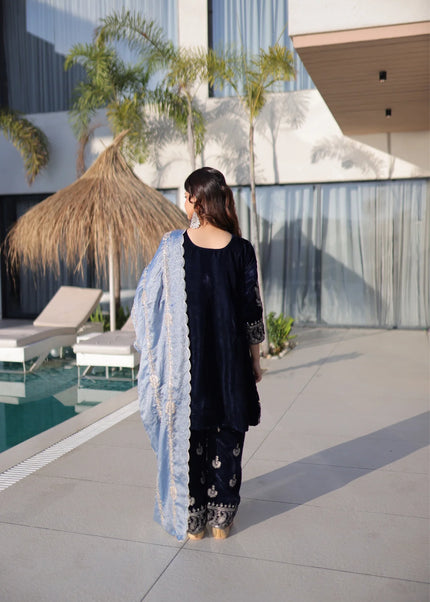 Purple Embroidered Pant Style Suit