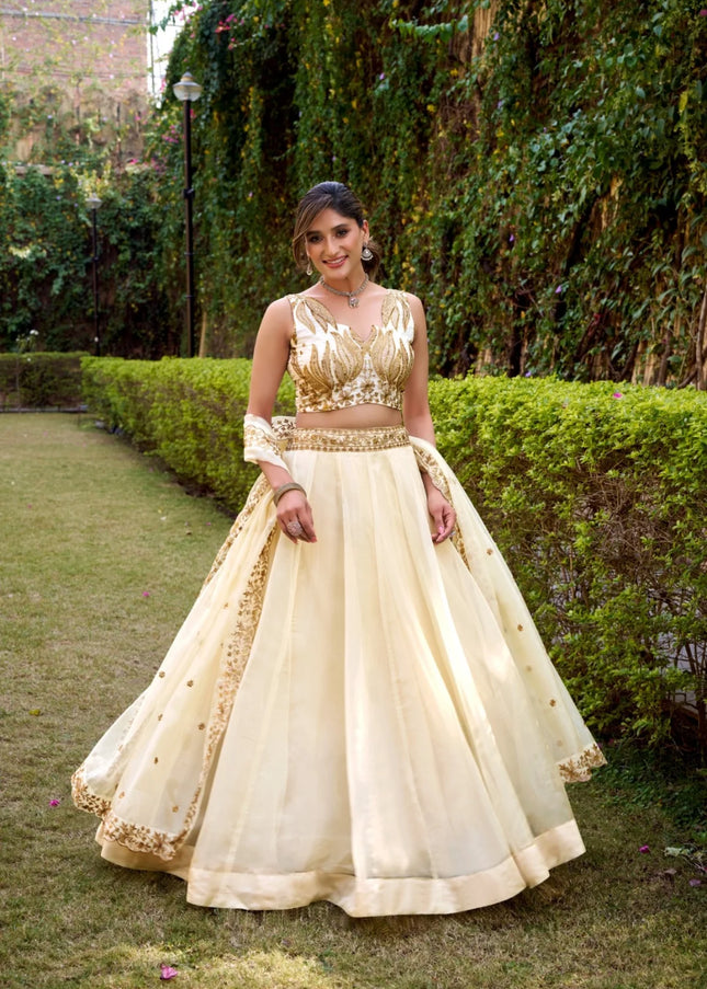 Offwhite Embroidered Lehenga Choli