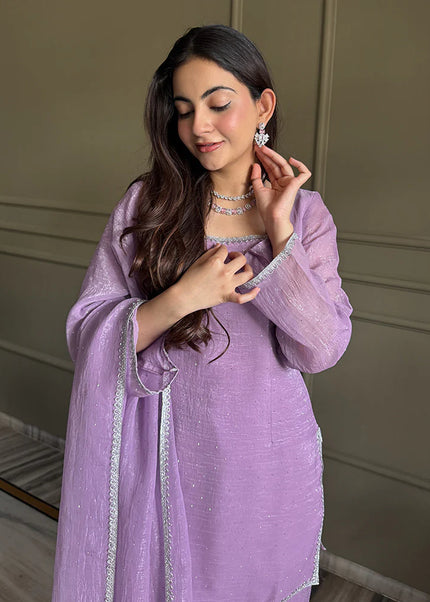 Lavender Embroidered Pant Style Suit