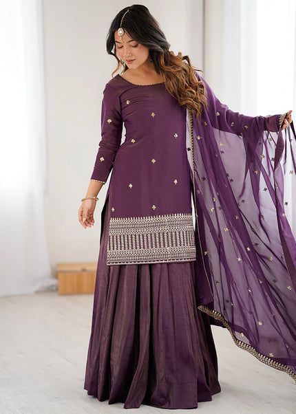 Dusty Mauve Embroidered Lehenga choli
