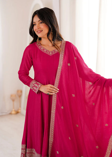 Pink Embroidered Anarkali