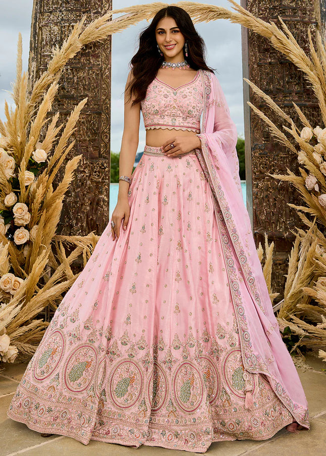 Pink Embroidered Lehenga Choli