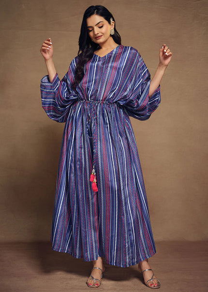 Blue Printed Kaftan