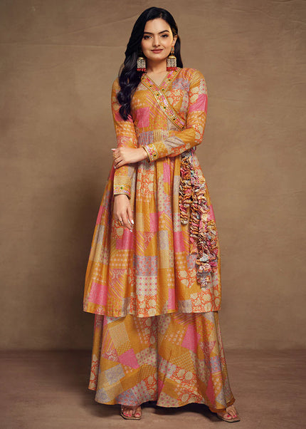 Yellow Multicolor Printed and Embroidered Salwar Suit