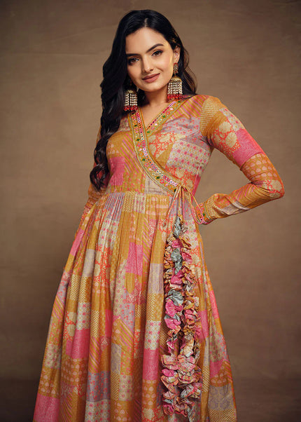Yellow Multicolor Printed and Embroidered Salwar Suit