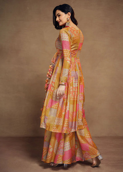 Yellow Multicolor Printed and Embroidered Salwar Suit