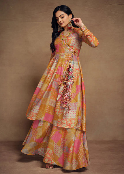 Yellow Multicolor Printed and Embroidered Salwar Suit