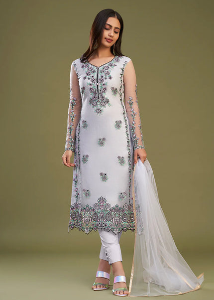 Lavender Multi Embroidered Pant Style Suit