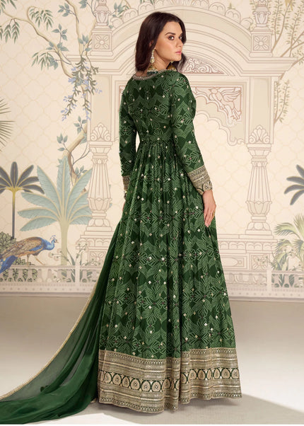 Chinnon Silk Printed and Embroidered Anarkali Gown Series