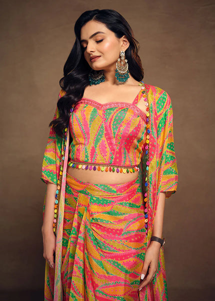 Yellow Multicolor Printed and Embroidered Co-Ord Set