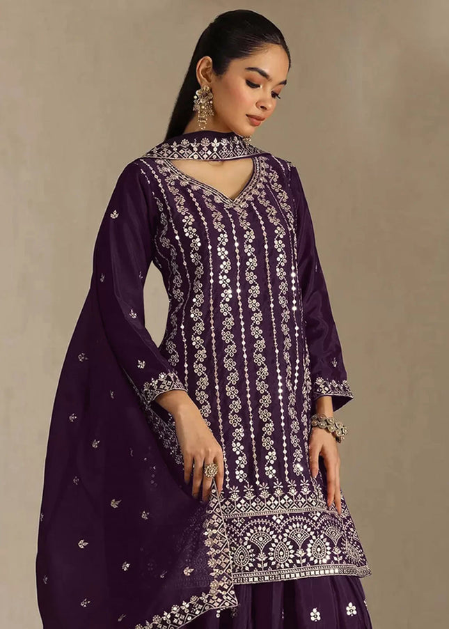 Chinnon Embroidered Sharara Suit Series
