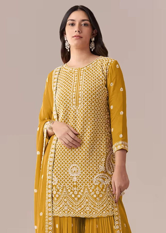 Georgette Embroidered Gharara Suit Series