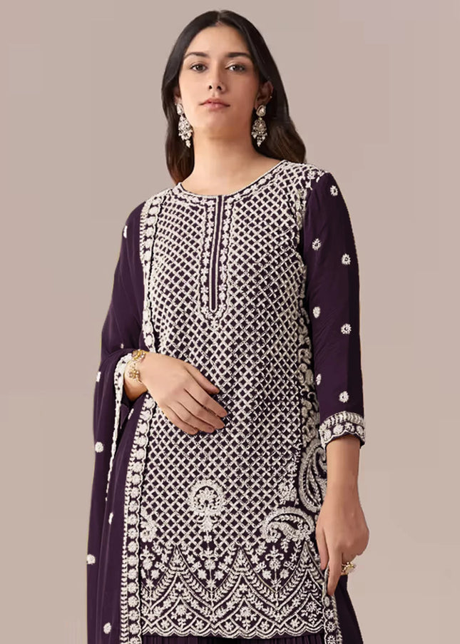 Georgette Embroidered Gharara Suit Series