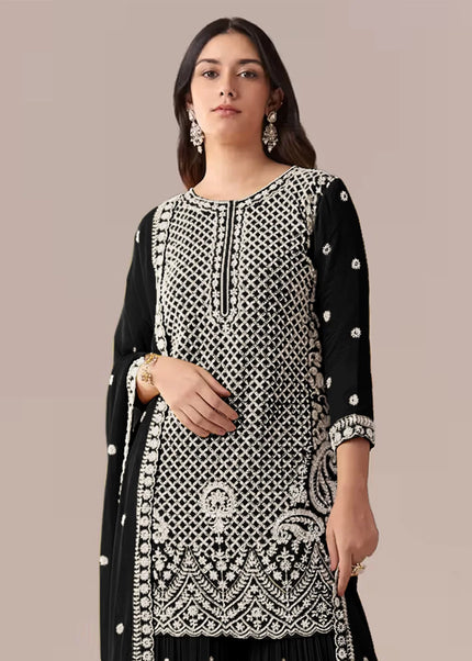 Georgette Embroidered Gharara Suit Series