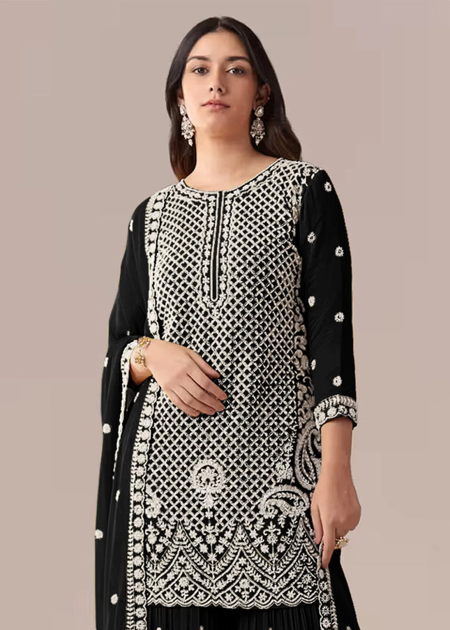 Georgette Embroidered Gharara Suit Series