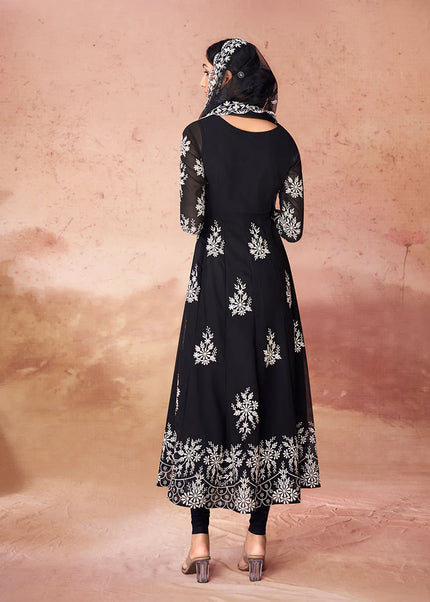 Black Embroidered Churidar suit