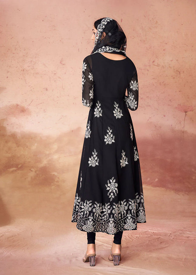Black Embroidered Churidar suit