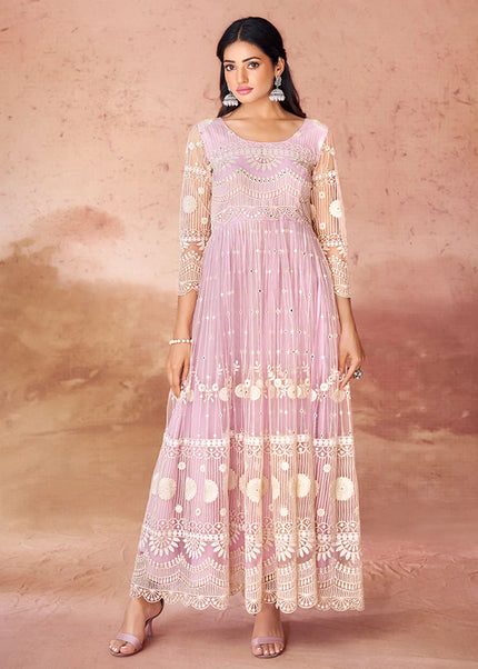 Pink Embroidered Anarkali Gown