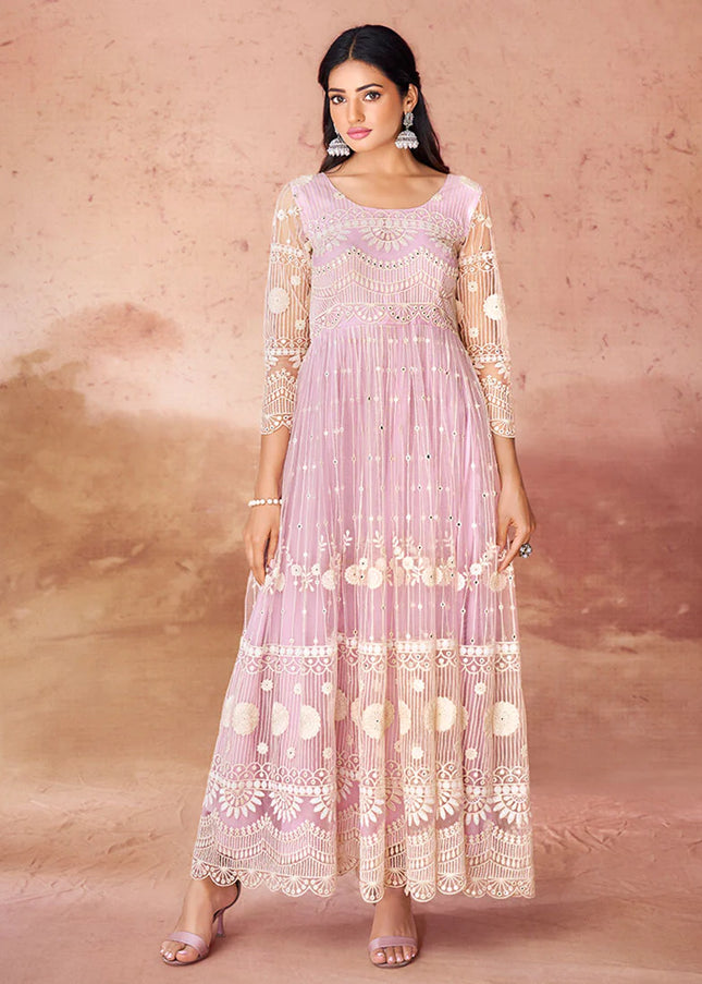 Pink Embroidered Anarkali Gown