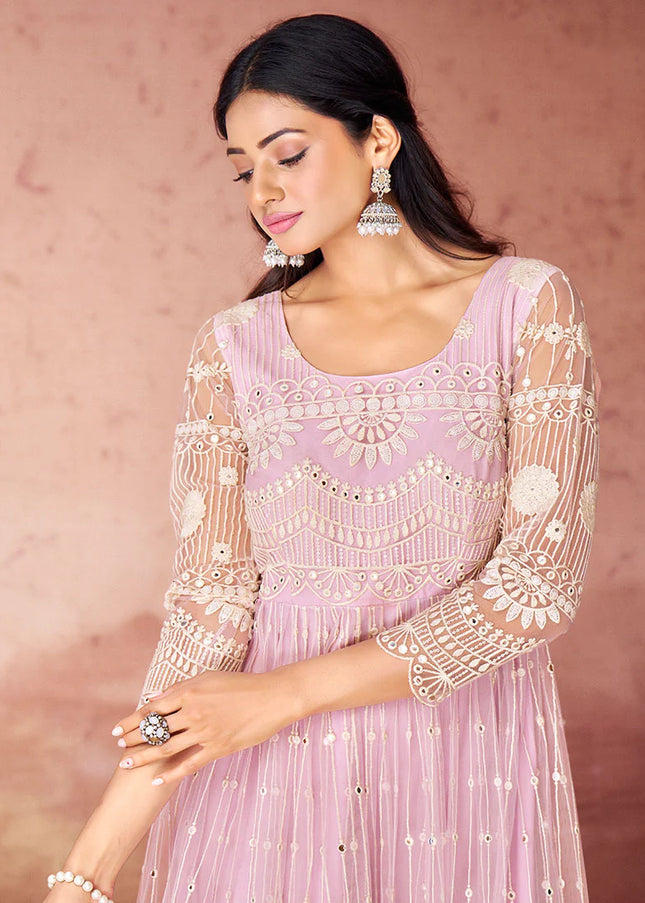Pink Embroidered Anarkali Gown