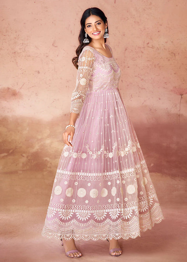 Pink Embroidered Anarkali Gown