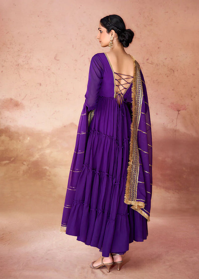 Blue Embroidered Anarkali Gown