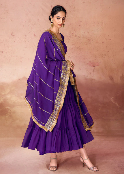 Blue Embroidered Anarkali Gown