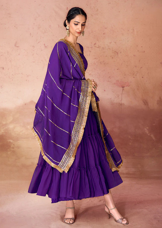 Blue Embroidered Anarkali Gown