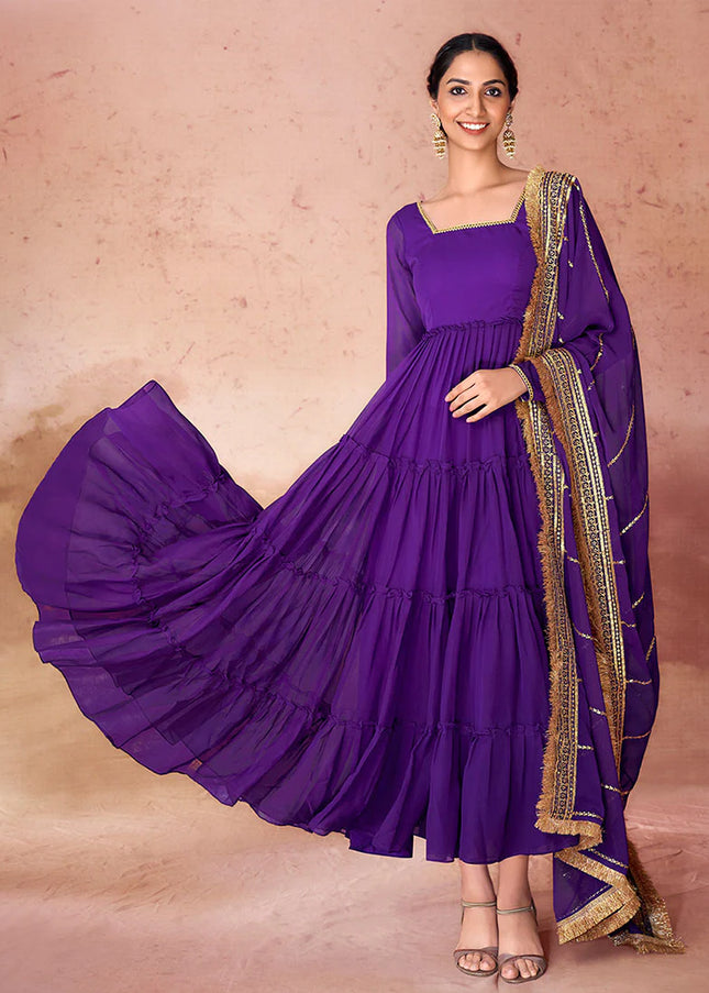 Blue Embroidered Anarkali Gown