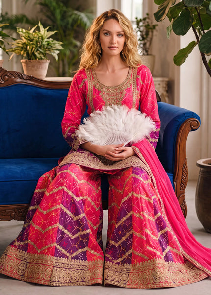 Chinnon Printed and Embroidered Sharara Suit Series