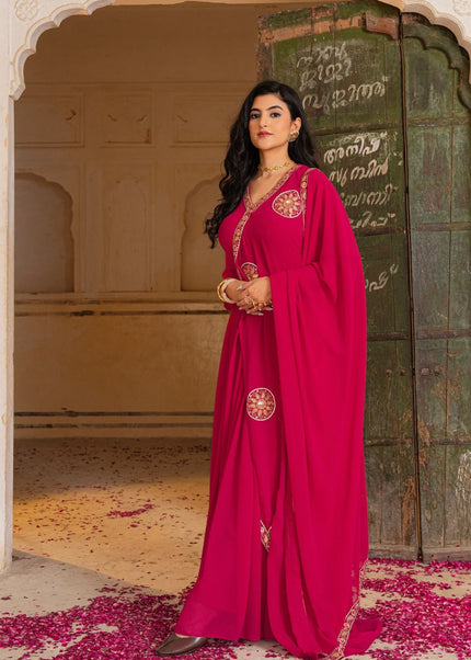 Pink Embroidered Anarkali Gown