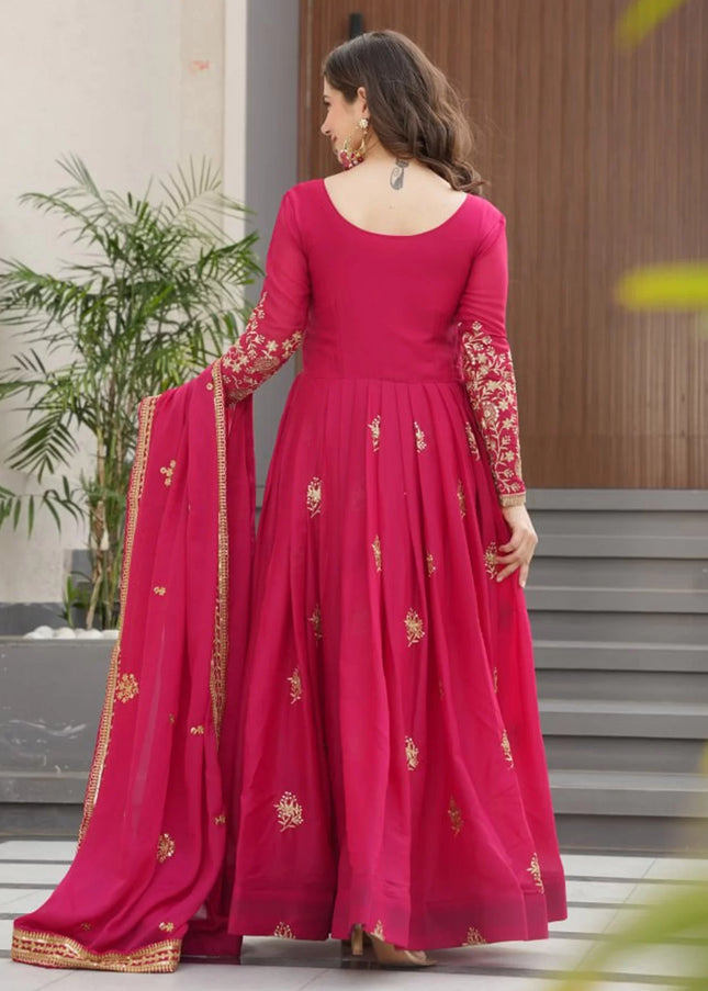 Pink Embroidered Anarkali Gown