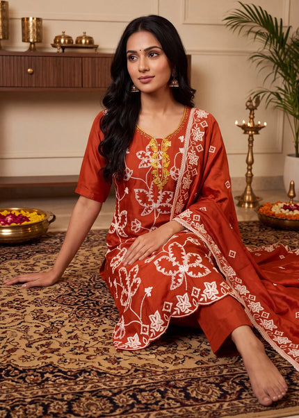Cotton Silk Embroidered Pant Style Suit Series