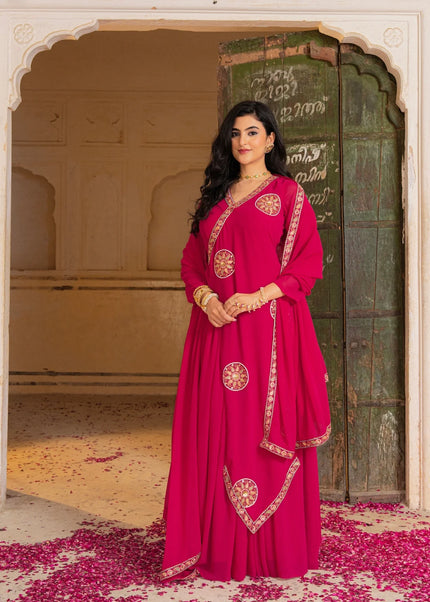 Pink Embroidered Anarkali Gown
