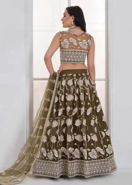 Green Embroidered Lehenga Choli