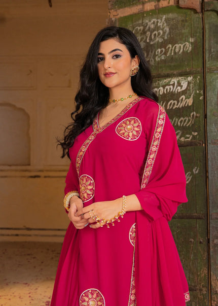 Pink Embroidered Anarkali Gown