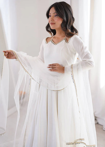 White Embroidered Anarkali
