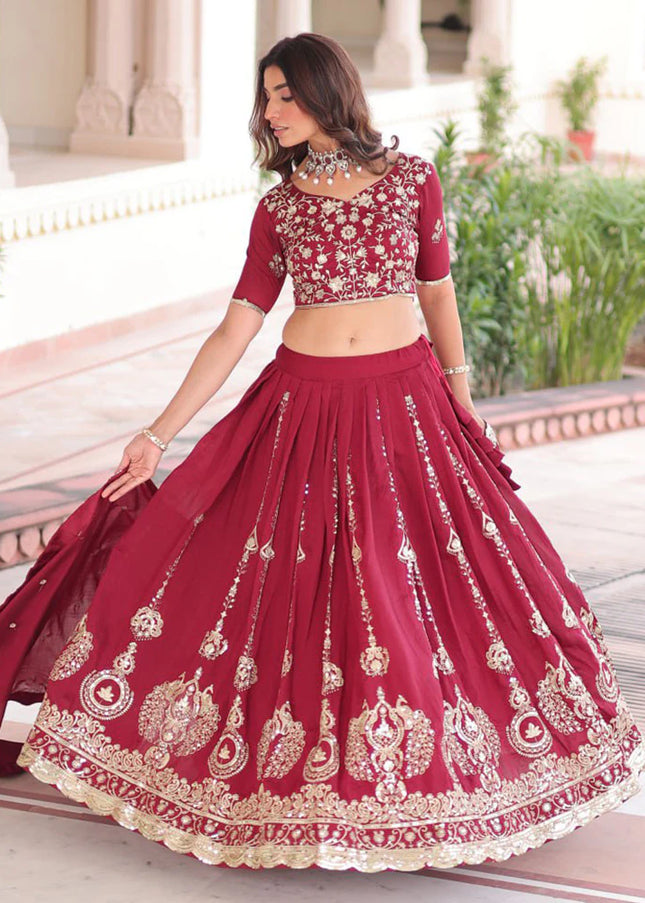 Maroon Embroidered Lehenga Choli